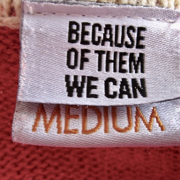 Because Of Them We Can Tuskegee Varsity Cardigan Sweater M Coral Chenille Letter - Picture 7 of 8